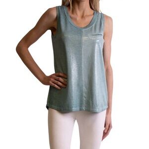 GIGI MODA Ferno Round Neck Tank Top – Lake Green Shimmer (L)